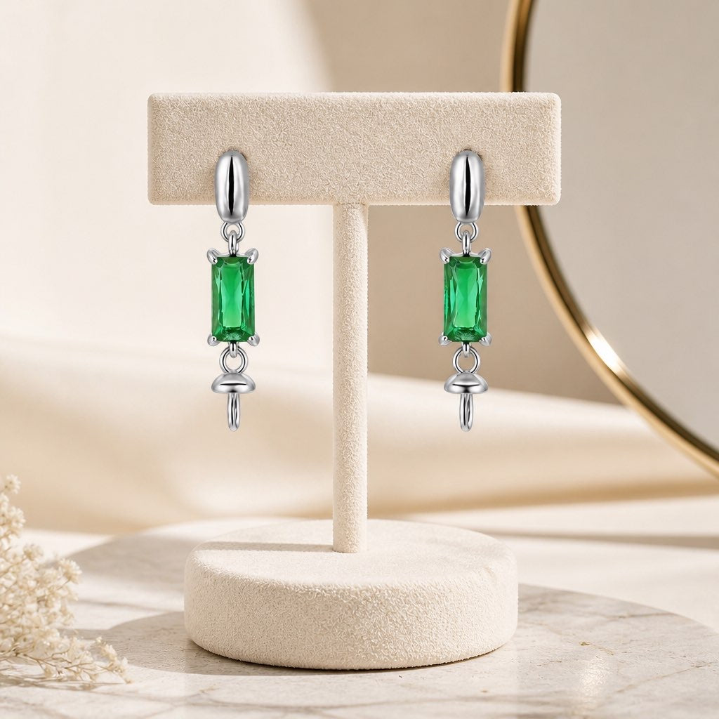 Drilled Verde sterling earring