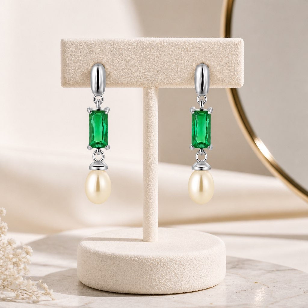 Drilled Verde sterling earring